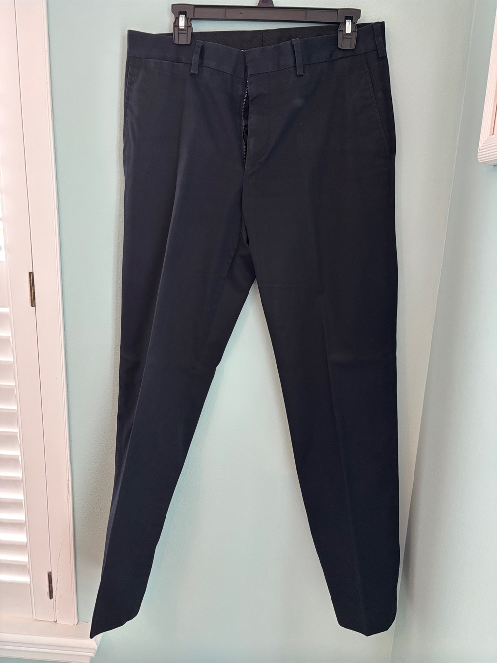 Lands' End Men's Navy Tailored Fit Flat-Front Dress Pants 32/32